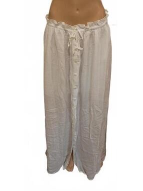 BSUBSEACH Women's White Button-Front Maxi Skirt XL